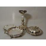 19th Century plated table centrepiece, plated entree dish and other plated items