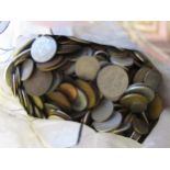 Bag containing a large quantity of World coins