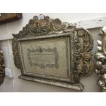 18th / 19th Century Spanish carved and silvered wall plaque with an applied printed memorial