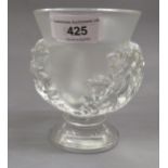 Modern Lalique Acanthus Leaf pattern pedestal vase, 4.5ins high (chip to foot rim)