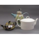 Royal Winton black Pekin teapot, a Susie Cooper corn poppy teapot and a Yolande Bloomsbury teapot