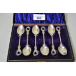Case set of six Birmingham silver teaspoons