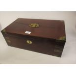 Early 19th Century mahogany brass mounted fold-over writing slope with fitted interior (split to