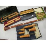 Two recorders by Moeck, in original cases, together with a Schott treble recorder, boxed, and