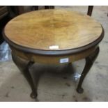 1920's Circular walnut coffee table on cabriole supports, together with a 19th Century French rail