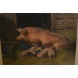 Pair of 19th Century coloured engravings after J.F. Herring, sow and pigs with cow and calf, 10ins x