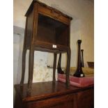 French oak bedside cabinet, together with an oak open bookcase