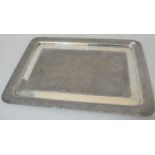 Rectangular Pakistani white metal tray, with floral cast decoration, 58 troy ounces