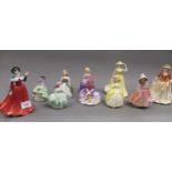 Collection of ten various small Royal Doulton figures of girls