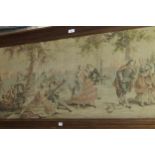 Early 20th Century machine woven tapestry picture, figures on a Venetian quayside, 19ins x 58ins,