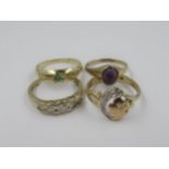 Four various 9ct gold dress rings, 7.5g