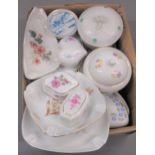 Collection of twelve various Hungarian Hollohaza porcelain trinket boxes and dishes, together with a