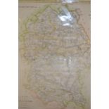John Carey, 19th Century hand coloured map of Surrey, 19ins x 21ins, unframed together with