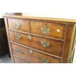 Late 18th Century walnut and oak crossbanded chest of two short over three long drawers with later