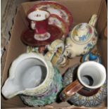 Chamberlain Worcester cup and saucer, a Mettlach stoneware jug and a small quantity of other
