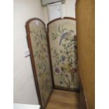 Early 20th Century silk work two panel draught screen