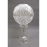 20th Century cut glass table lamp with a ball form shade