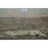 Pair of large 19th Century coloured engravings, panoramic views of London by Smyth, 11.5ins x