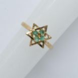 9ct Gold Star pattern ring, 2.4g Size O