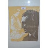 Jacob Pins, signed woodcut print, ' Jack Checking Eishi ', signed and dated 1992, no.19 of 45, 13ins
