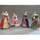 Group of four Royal Doulton Limited Edition figures, Queens of the Realm Some nicotine marks,