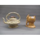 Sylvac brown glazed pottery jug in the form of elves with toadstool, together with a Capo di Monte