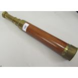 Mahogany and brass four section telescope by Leedham & Wild Opticians, Sheffield, 30ins long Some