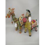 Two Indian Rajasthan embroidered linen figures of horses