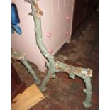 Pair of 19th Century heavy cast iron branch form garden bench ends No damage to cast, iron fixing
