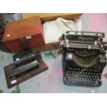 Olympia Model 8 typewriter, together with a Brunsviga No.118 adding machine, a leather cigar humidor