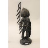 20th Century brown patinated bronze figure of a North American chieftain Indian, after Carl Kauba,