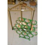 Brass corner stickstand together with a painted metal wine rack