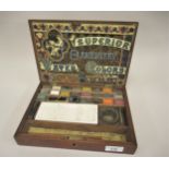 Reeves and Sons Artists mahogany paint box with original contents including paints, mixing palet and