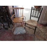 Child's ebonised stick back Sussex chair, together with a Merrybaby Windsor chair and a cane dolls