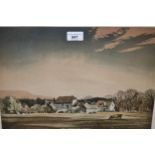 Rowland Hilder, signed Limited Edition etching, pastoral scene with cattle before farm buildings,