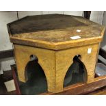 Victorian oak octagonal stand of Gothic design, 18.5ins diameter