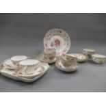 Miscellaneous items of early 20th Century Dresden floral decorated porcelain comprising: eight