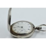 19th Century American coin silver full hunter keywind pocket watch, the enamel dial inscribed