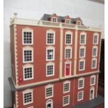 Large modern Georgian style dolls house with twenty rooms flanking a central stairwell
