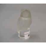 Modern Lalique clear and frosted glass figure of an owl