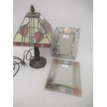 Two Past Times Glasgow school style picture frames and a similar table lamp