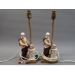 Pair of Italian porcelain figural table lamps