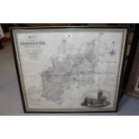 C & J Greenwood, 19th Century black and white map of the County of Gloucester, 23.5ins x 26.5ins,