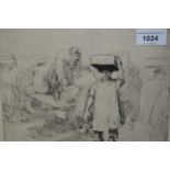 Roland Batchelor, two signed etchings, Billingsgate market scenes