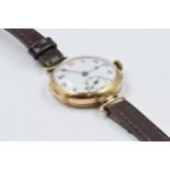 9ct Yellow gold cased ladies wristwatch, the enamel dial with Arabic numerals and subsidiary seconds