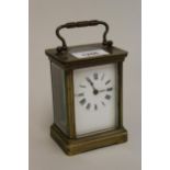 20th Century brass cased carriage clock and a Vienna style wall clock, the circular enamel dial with