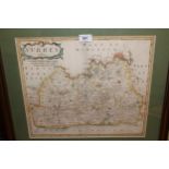 Robert Morden, antique hand coloured map of Surrey, together with a small quantity of other pictures