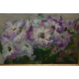 Early 20th Century oil on canvas laid onto board, flower study, inscribed verso ' Frank Bramley ',