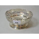 Small Birmingham silver circular pedestal bowl with pierced rim, 6ins diameter, 7.8oz In good