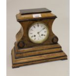 19th Century French walnut and ebonised two train mantel clock with enamel dial and Roman